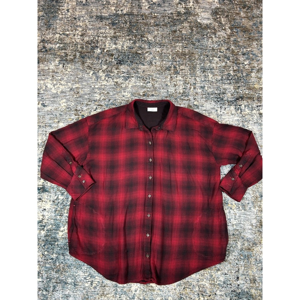 J.Jill Red and Black Buffalo Plaid Flannel Button Down Shirt Large